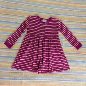 ⭐Hanna Andersson Pink & Green striped knit henley dress size 5